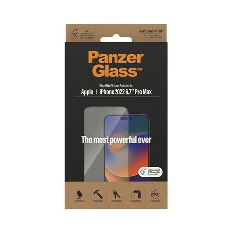 PanzerGlass | Screen protector - glass | Apple iPhone 14 Pro Max | Polyethylene terephthalate (PET) | Black | Transparent - 4